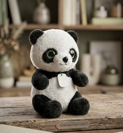🐼 دمية الباندا الكلاسيكية بعيون الكريستال الخضراء